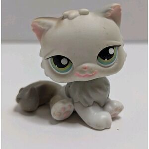 LPS PERSIAN CAT #328 Littlest Pet Shop Authentic Hasbro White Grey